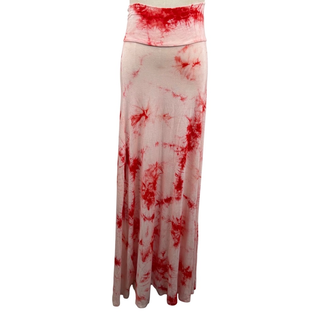 Tie-Dye Red and White Maxi Skirt